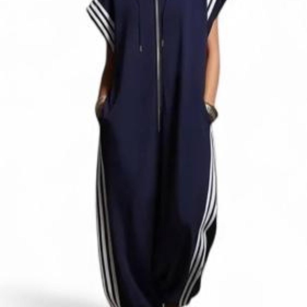 UOOZEE Women'a Loose Contrast Striped Zippered Designer Track Suit Jumper